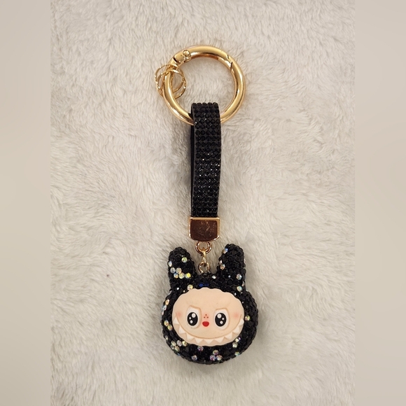 Accessories - Cute Black and Gold Labubu Keychain with Character Charm Bag Charm